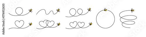 飛び回る蜂のカットイラスト集。かわいい蜂のキャラクター