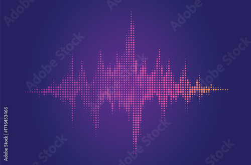 Vector retro grunge sound wave pattern. Audio equalizer halftone dots design illustration