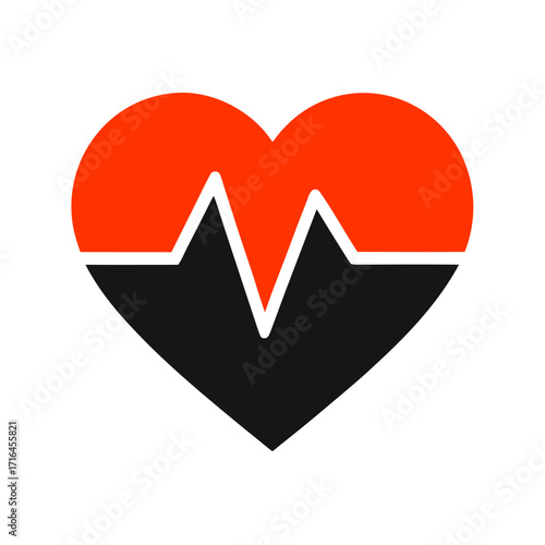 Abstract healthcare heartbeat monitor silhouette graphic with medical pulse wave design