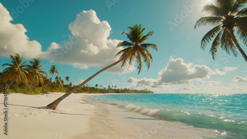 Beautiful Tropical Beach with Clear Blue Sea and White Sand