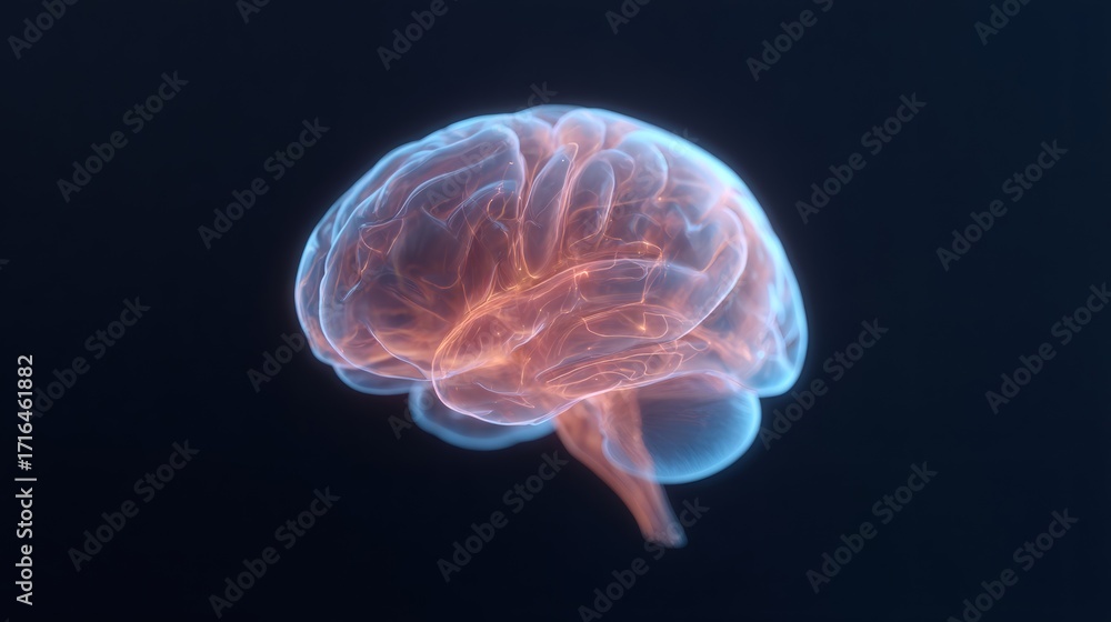 Fototapeta premium Human brain scanning with glowing neurons and neural network connection. Artificial intelligence, data processing, and future biotechnology concept.