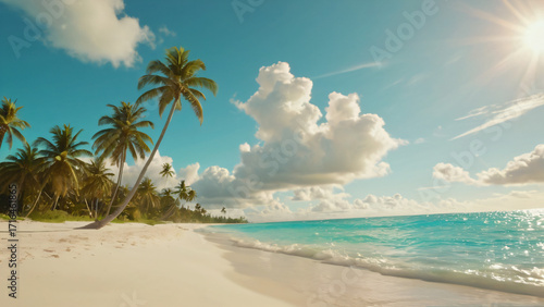Beautiful Tropical Beach with Clear Blue Sea and White Sand