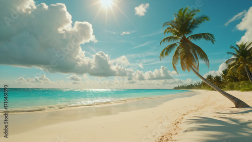 Beautiful Tropical Beach with Clear Blue Sea and White Sand