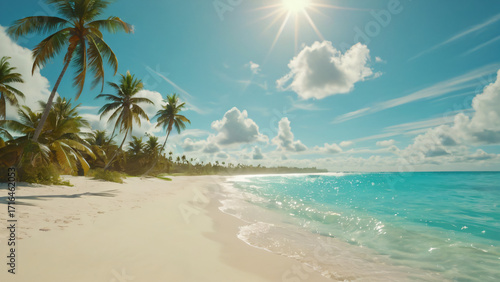 Beautiful Tropical Beach with Clear Blue Sea and White Sand