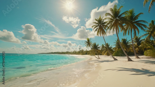 Beautiful Tropical Beach with Clear Blue Sea and White Sand