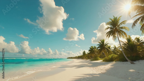 Beautiful Tropical Beach with Clear Blue Sea and White Sand