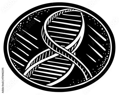 DNA Helix Inside Circle Silhouette, Genetics Science SVG, PNG