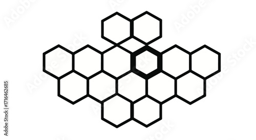 Interconnected hexagonal shapes forming a unique pattern