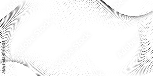 Flowing dots particles nice wave pattern halftone black gradient curve shape modern simple