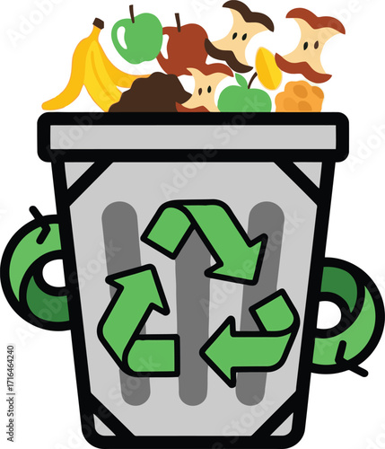Organic Waste Recycling Bin Icon – Compost, Food Waste & Sustainability