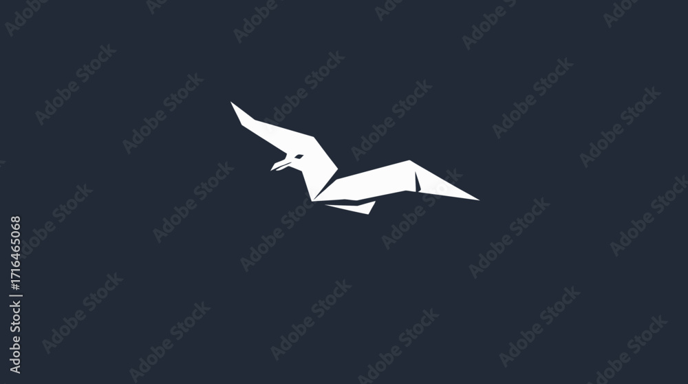 Obraz premium Simple, stylized graphic of a bird in flight against a dark background.
