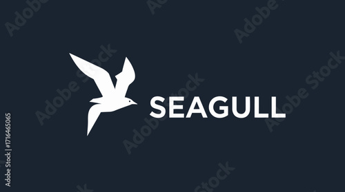 A stylized white seagull in flight depicted next to the word "SEAGULL" on a dark blue background.