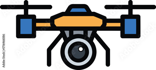 Quadcopter Drone Icon with Camera Lens