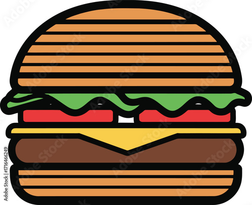 Cheeseburger Icon – Fast Food, Restaurant Menu, and Tasty Snack Vector