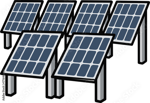Solar Panels Icon – Renewable Energy, Sustainability, and Green Power Vector