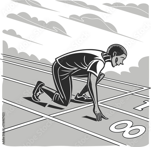 Illustrations of people in action: a silhouette of a runner on the road, a couple, and a family with a child having fun