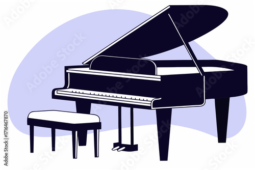 grand piano and music notes