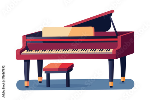 grand piano with music notes