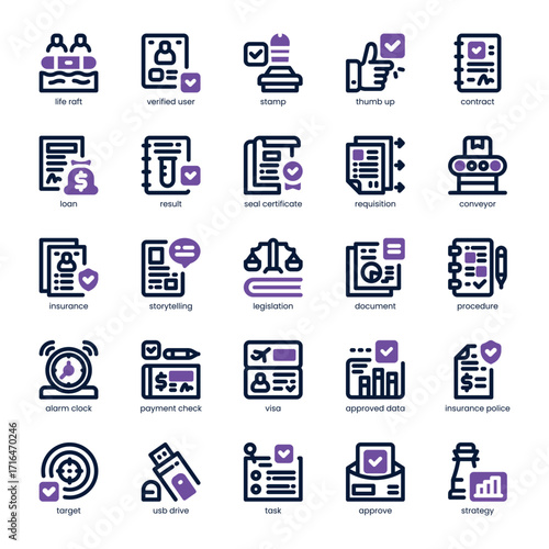 Approval Icon pack for your website, mobile, presentation, and logo design. Approval Icon dual tone design. Vector graphics illustration and editable stroke.