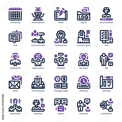 Assistant Icon pack for your website, mobile, presentation, and logo design. Assistant Icon dual tone design. Vector graphics illustration and editable stroke.
