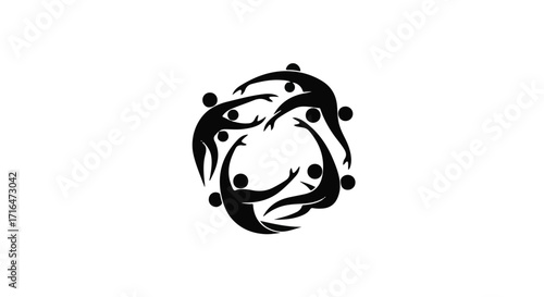 Abstract circular design of people reaching out in unity and connection