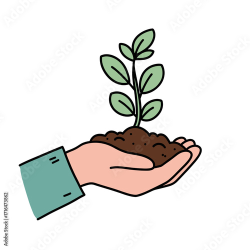 Hand holding soil