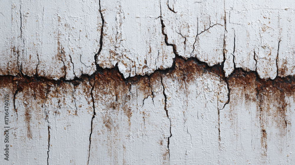 Obraz premium White surface with cracks and rust showing texture and age