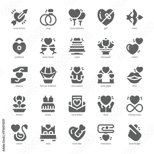Heart and Love Icon pack for your website, mobile, presentation, and logo design. Heart and Love Icon solid design. Vector graphics illustration and editable stroke.