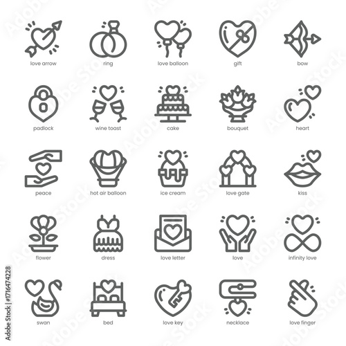 Heart and Love Icon pack for your website, mobile, presentation, and logo design. Heart and Love Icon outline design. Vector graphics illustration and editable stroke.