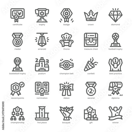 Reward Icon pack for your website, mobile, presentation, and logo design. Reward Icon outline design. Vector graphics illustration and editable stroke.