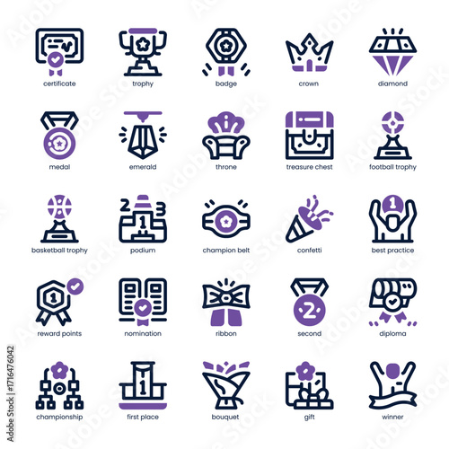 Reward Icon pack for your website, mobile, presentation, and logo design. Reward Icon dual tone design. Vector graphics illustration and editable stroke.