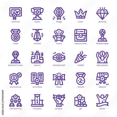 Reward Icon pack for your website, mobile, presentation, and logo design. Reward Icon line basic color design. Vector graphics illustration and editable stroke.