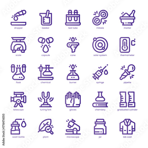 Science Lab Icon pack for your website, mobile, presentation, and logo design. Science Lab Icon line basic color design. Vector graphics illustration and editable stroke.