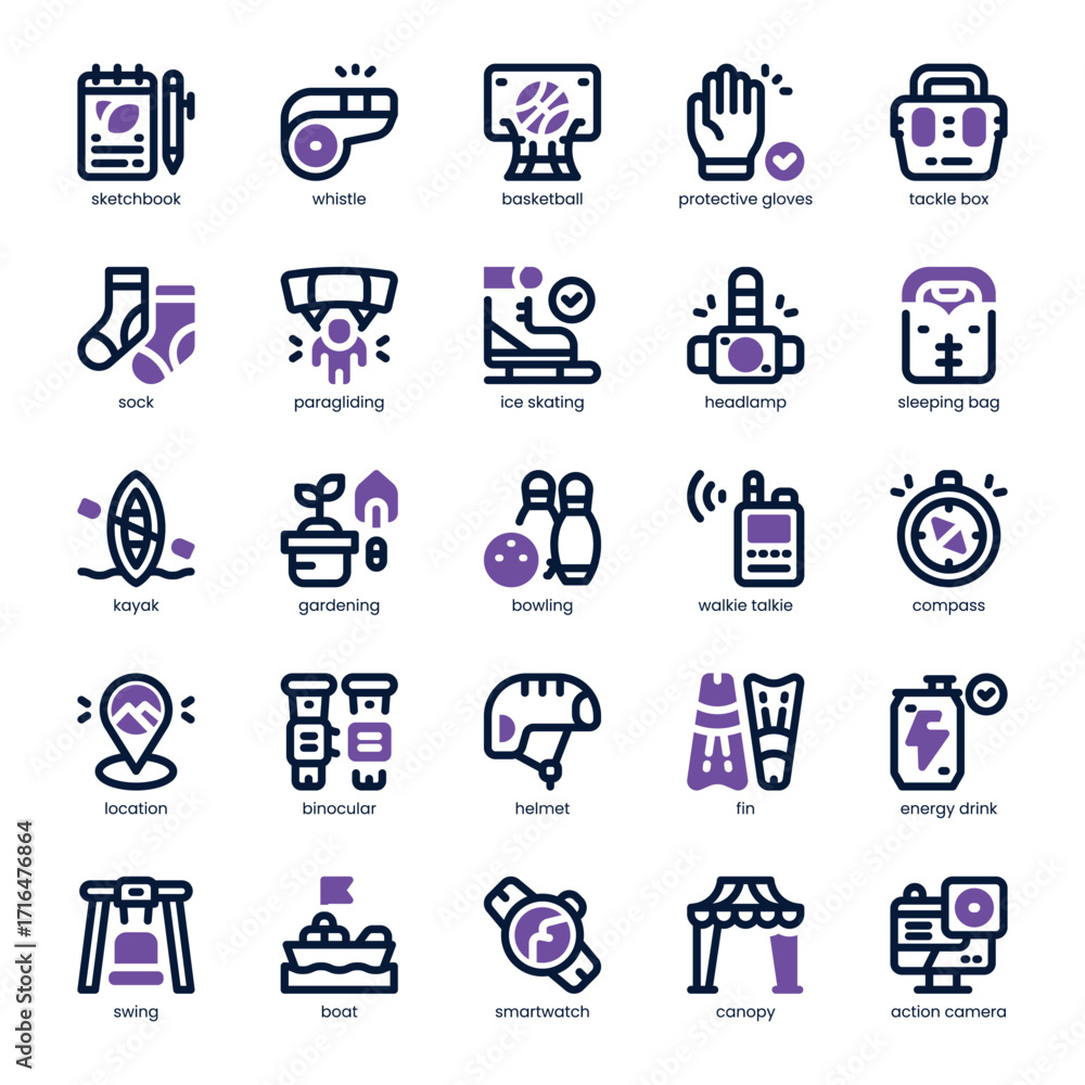 Obraz premium Sport And Activity Icon pack for your website, mobile, presentation, and logo design. Sport And Activity Icon dual tone design. Vector graphics illustration and editable stroke.