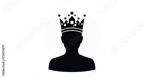Silhouette of a person wearing a regal crown, symbolizing power and royalty.