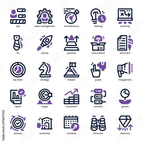 Strategy Management Icon pack for your website, mobile, presentation, and logo design. Strategy Management Icon dual tone design. Vector graphics illustration and editable stroke.