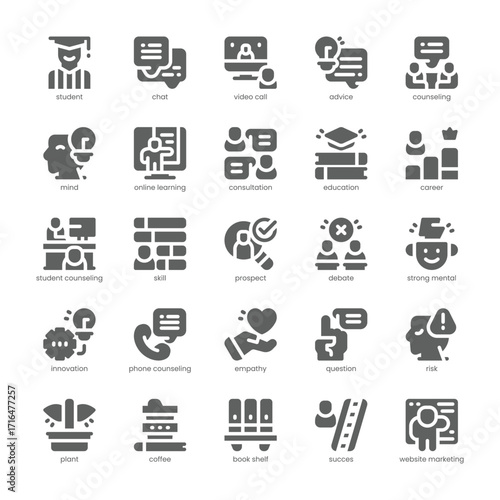 Student Counseling Icon pack for your website, mobile, presentation, and logo design. Student Counseling Icon solid design. Vector graphics illustration and editable stroke.