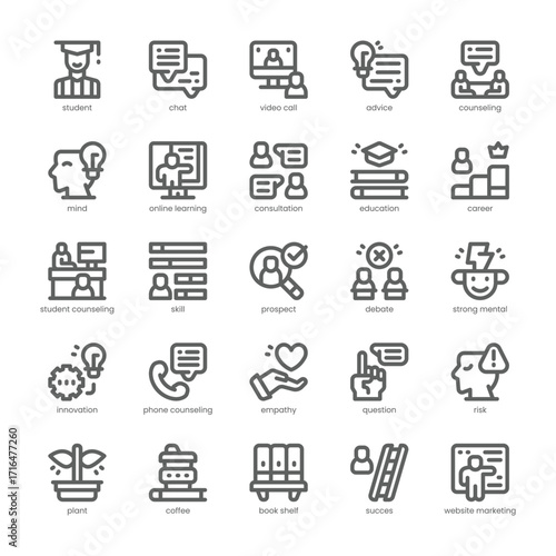 Student Counseling Icon pack for your website, mobile, presentation, and logo design. Student Counseling Icon outline design. Vector graphics illustration and editable stroke.