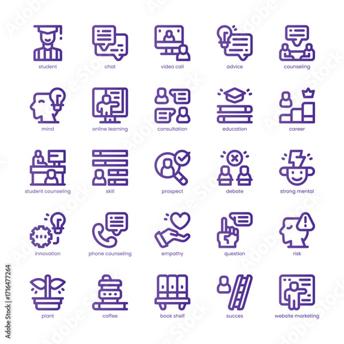 Student Counseling Icon pack for your website, mobile, presentation, and logo design. Student Counseling Icon line basic color design. Vector graphics illustration and editable stroke.