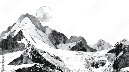Stunning Black and White Mountain Landscape Drawing