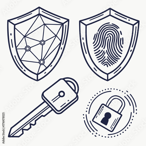 Safeguard Your Digital World Essential Icons Representing Cybersecurity, Data Protection, Access Control, and Privacy Solutions for a Secure Future