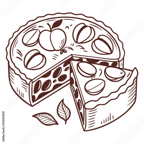 Delicious Apple Pie Illustration A Detailed Outline of a Sweet Treat