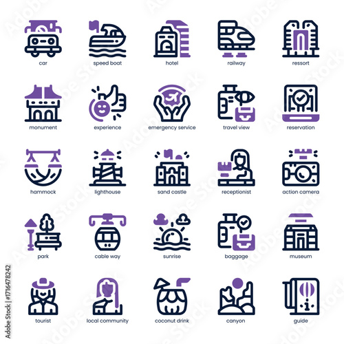 Travel View Icon pack for your website, mobile, presentation, and logo design. Travel View Icon dual tone design. Vector graphics illustration and editable stroke.