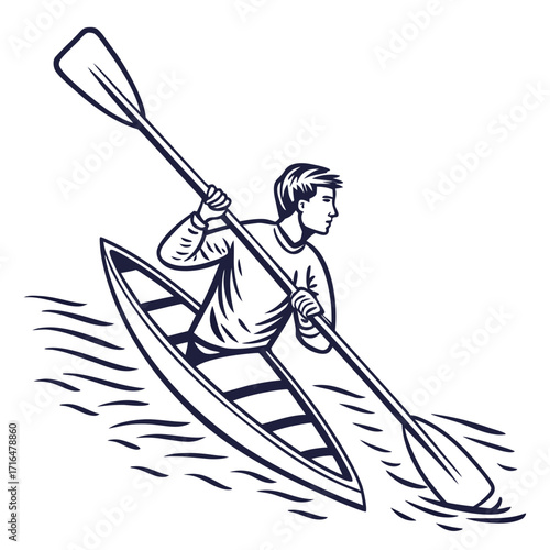 Man kayaking with paddle in the water during daytime activity