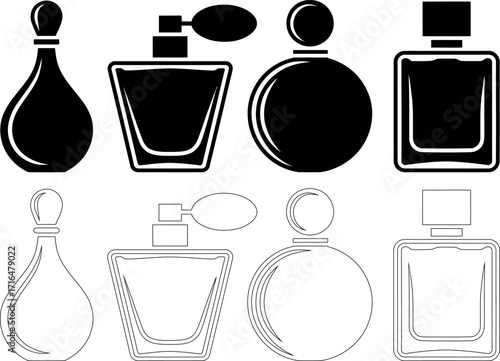 Elegant Perfume Bottles Collection Vector Illustration for Beauty and Fragrance