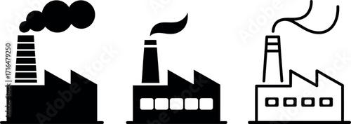 Factory pollution icons showing industrial emissions and environmental concerns