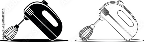 Hand Mixer Vector Illustration Black and White Cooking Utensil Set