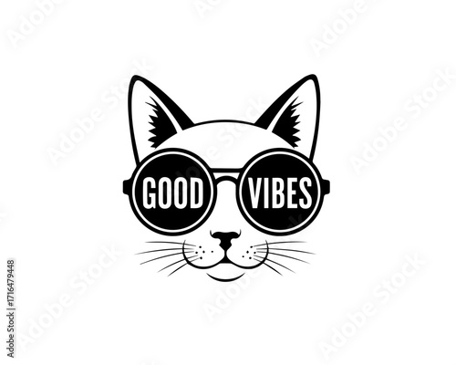 Cat with sunglasses and good vibes