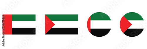 United Arab Emirates National Flag Vector Set – UAE Official Flag Icons in Multiple Styles and Designs