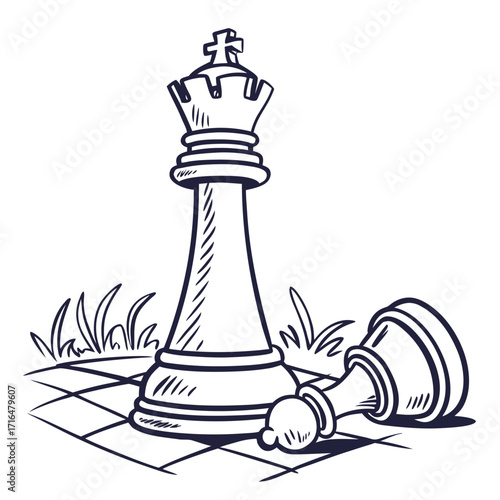 Chess Victory The King Stands Tall as the Pawn Falls, A Symbolic Triumph